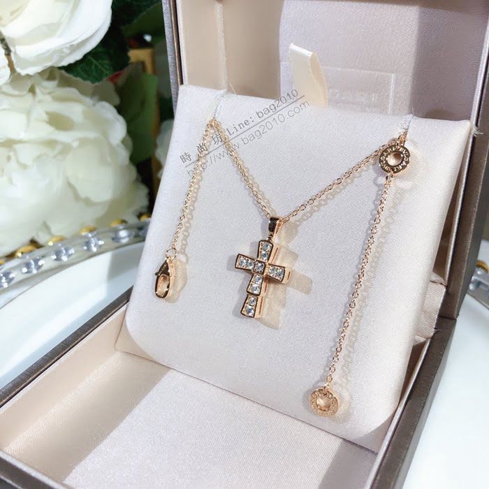 Bvlgari飾品 寶格麗蛇形十字架項鏈 專櫃新款S925純銀玫瑰金項鏈  zgbq3305
